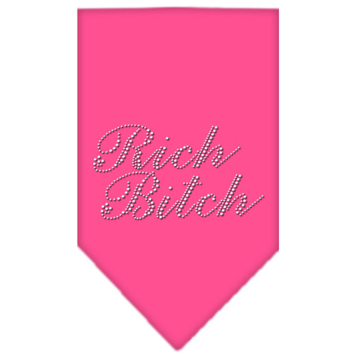 Rich Bitch Rhinestone Bandana Bright Pink Small